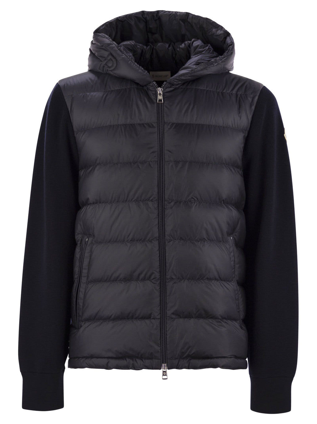 Moncler Men Padded Wool Sweatshirt With Hood And Zip