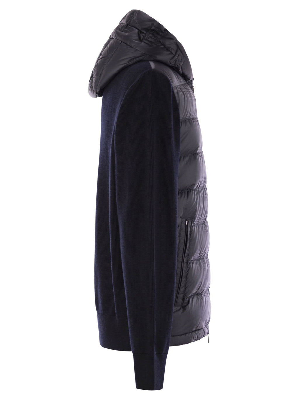 Moncler Men Padded Wool Sweatshirt With Hood And Zip