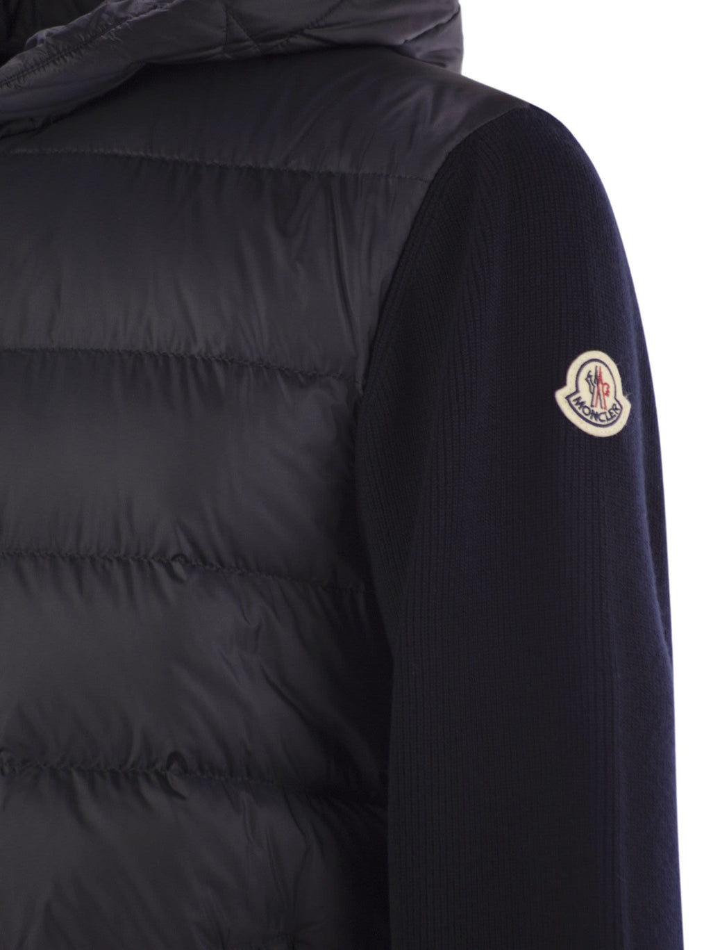 Moncler Men Padded Wool Sweatshirt With Hood And Zip