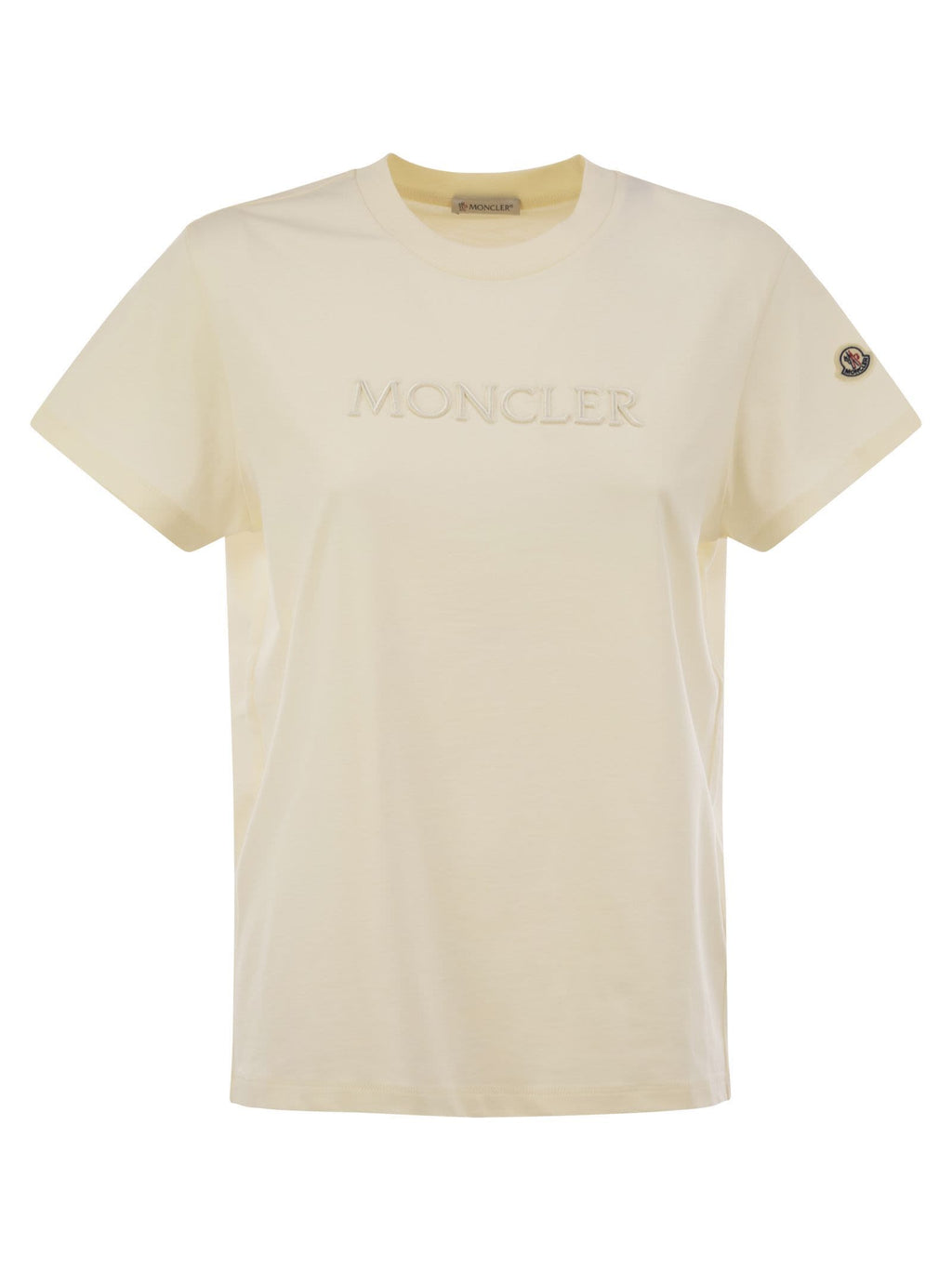 Moncler Women Cotton T-Shirt With Tone-On-Tone Embroidered Logo