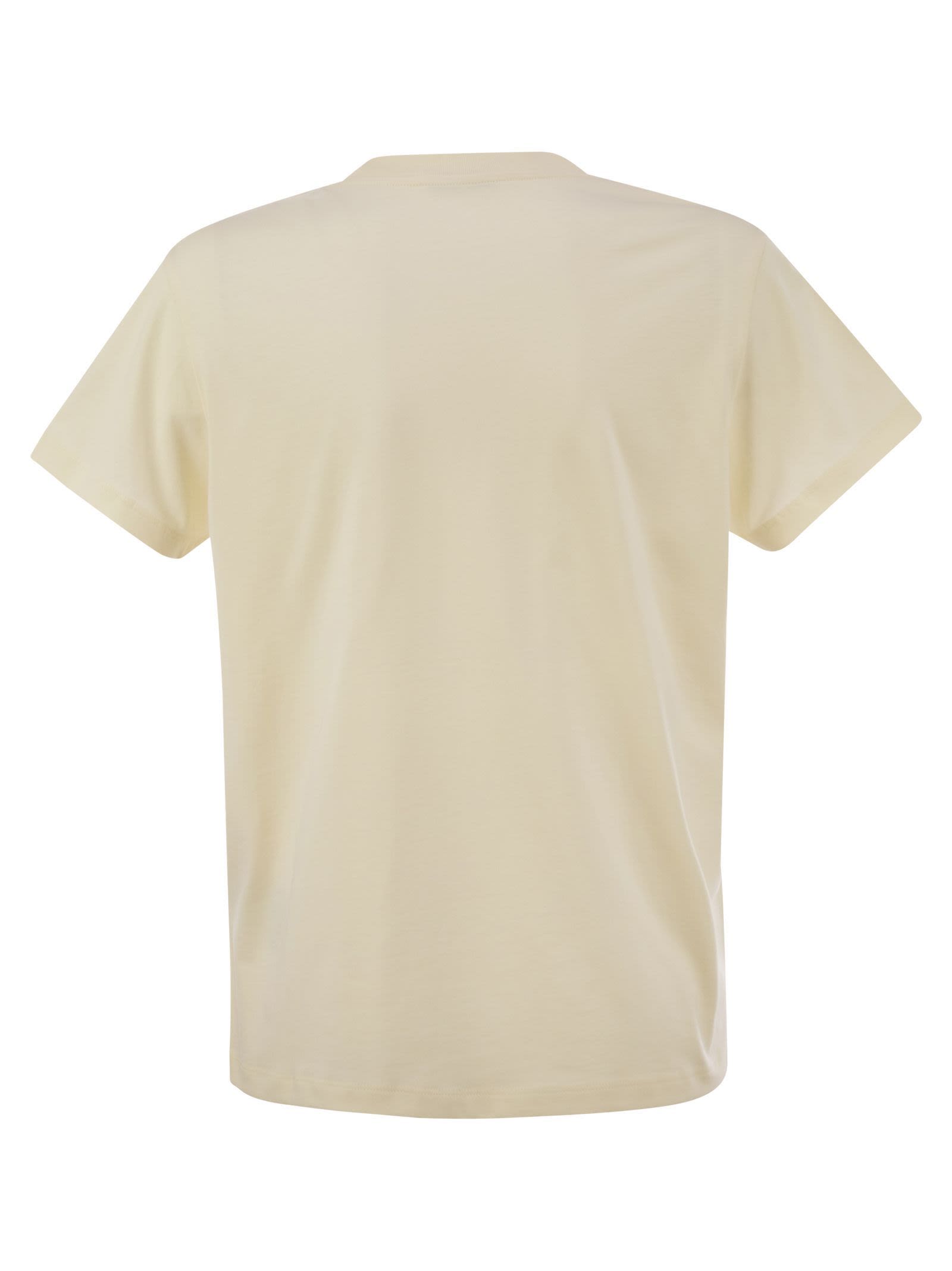 Moncler Women Cotton T-Shirt With Tone-On-Tone Embroidered Logo