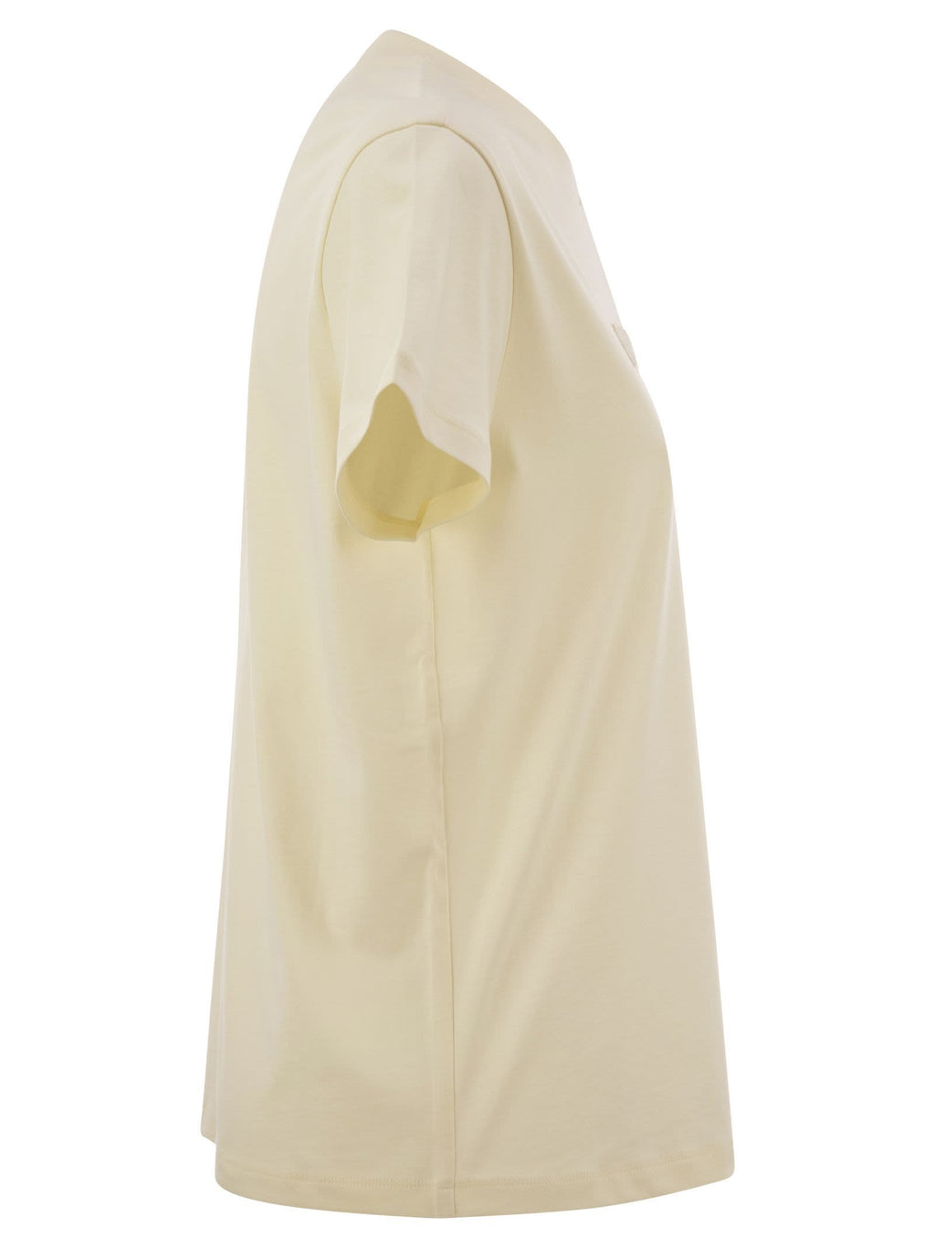 Moncler Women Cotton T-Shirt With Tone-On-Tone Embroidered Logo