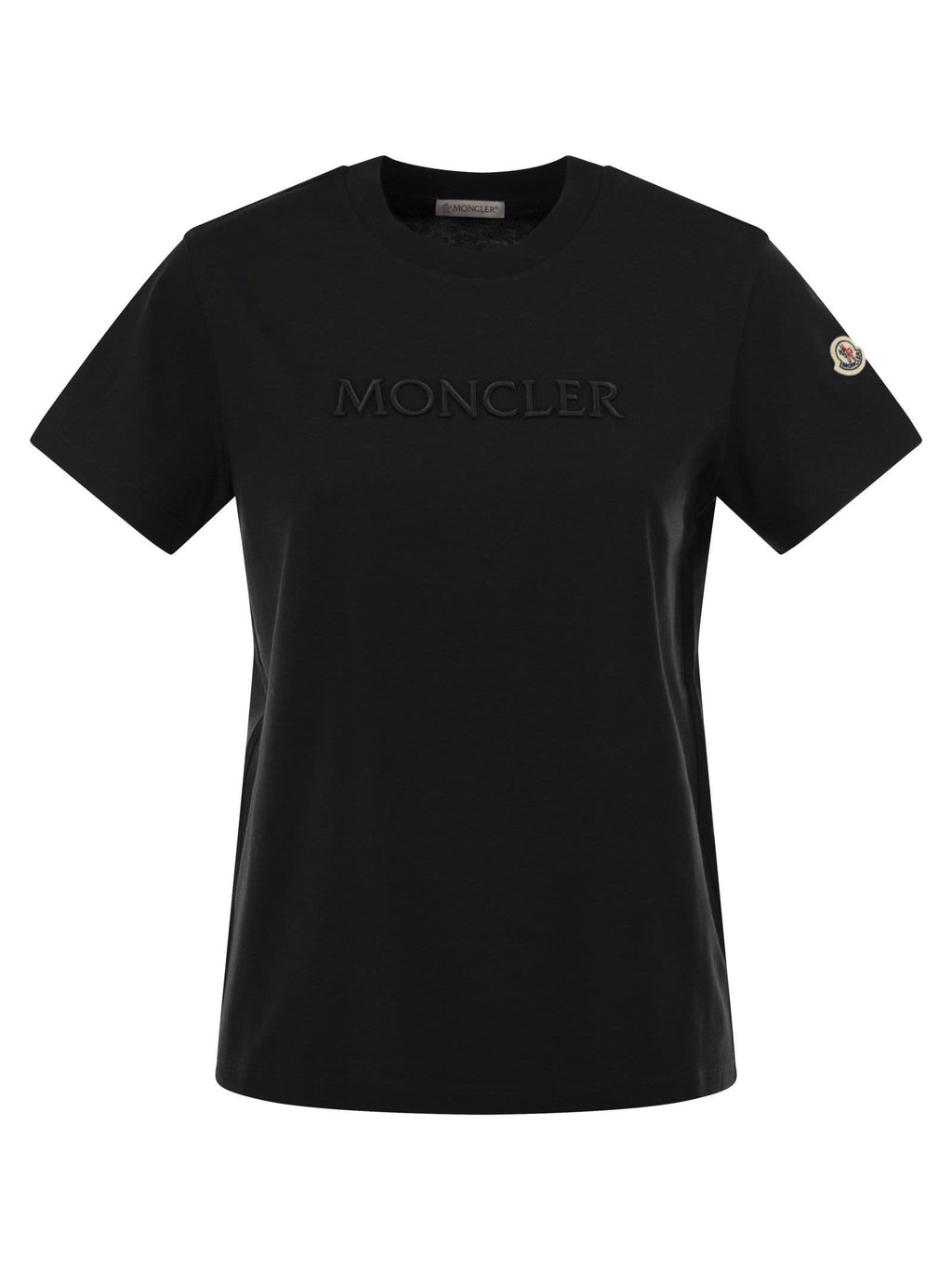 Moncler Women Cotton T-Shirt With Tone-On-Tone Embroidered Logo