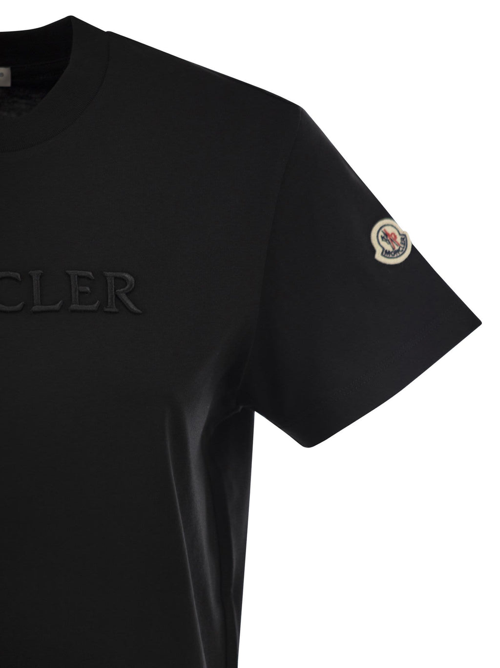 Moncler Women Cotton T-Shirt With Tone-On-Tone Embroidered Logo