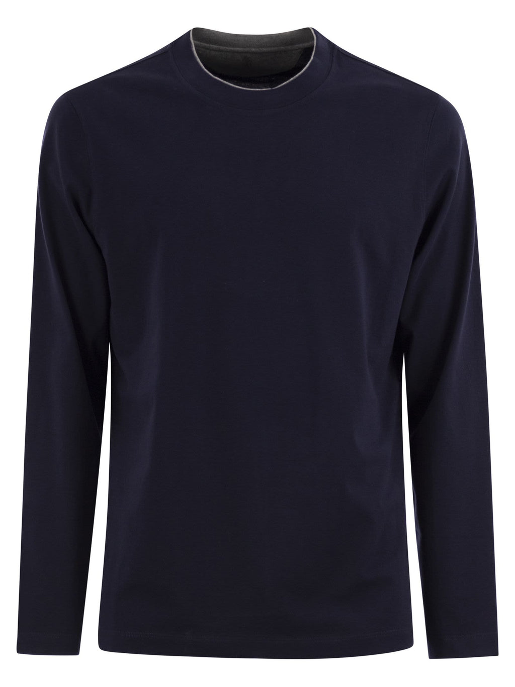 Brunello Cucinelli Men Crew-Neck Cotton Jersey T-Shirt With Long Sleeves