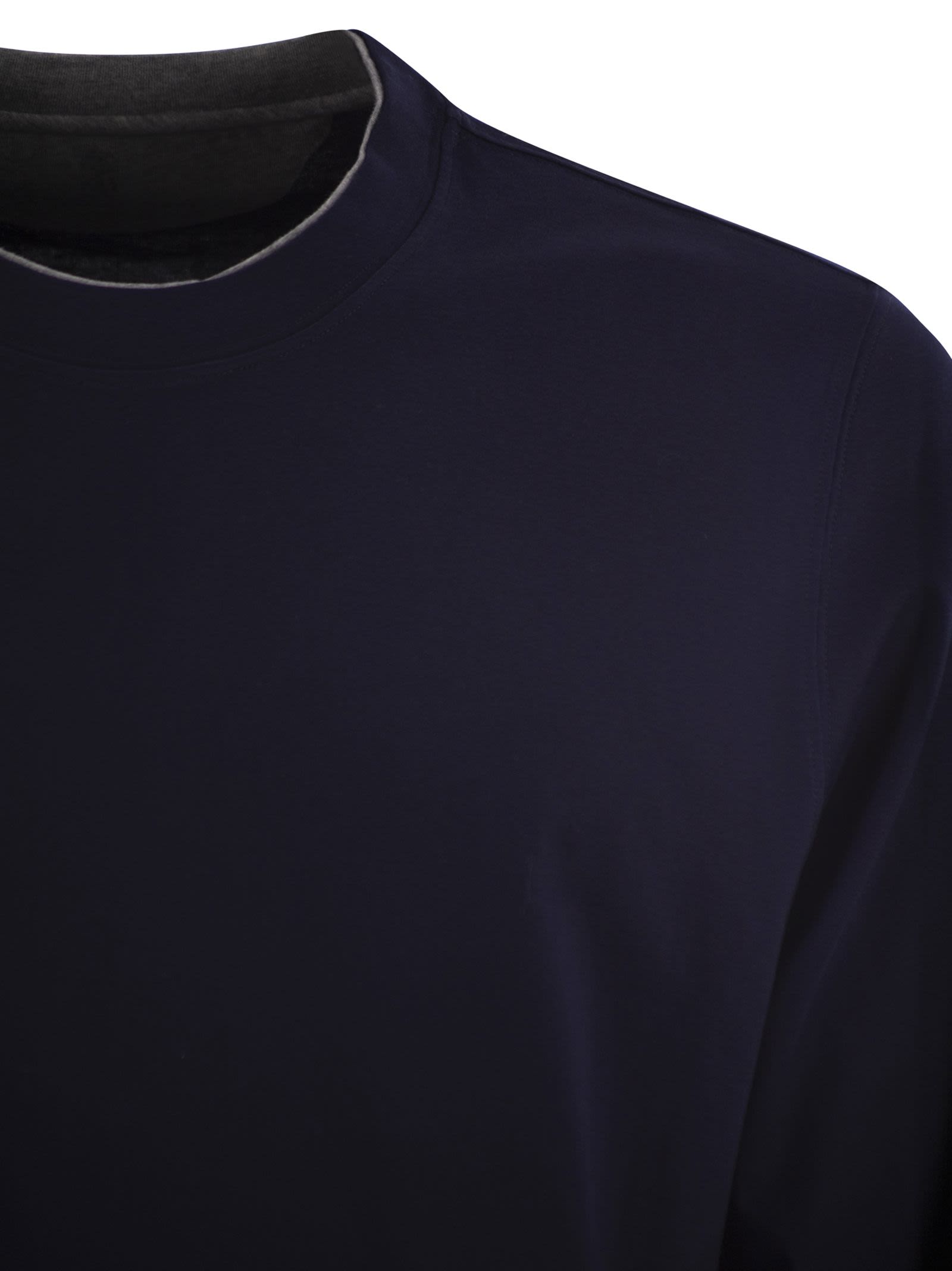 Brunello Cucinelli Men Crew-Neck Cotton Jersey T-Shirt With Long Sleeves