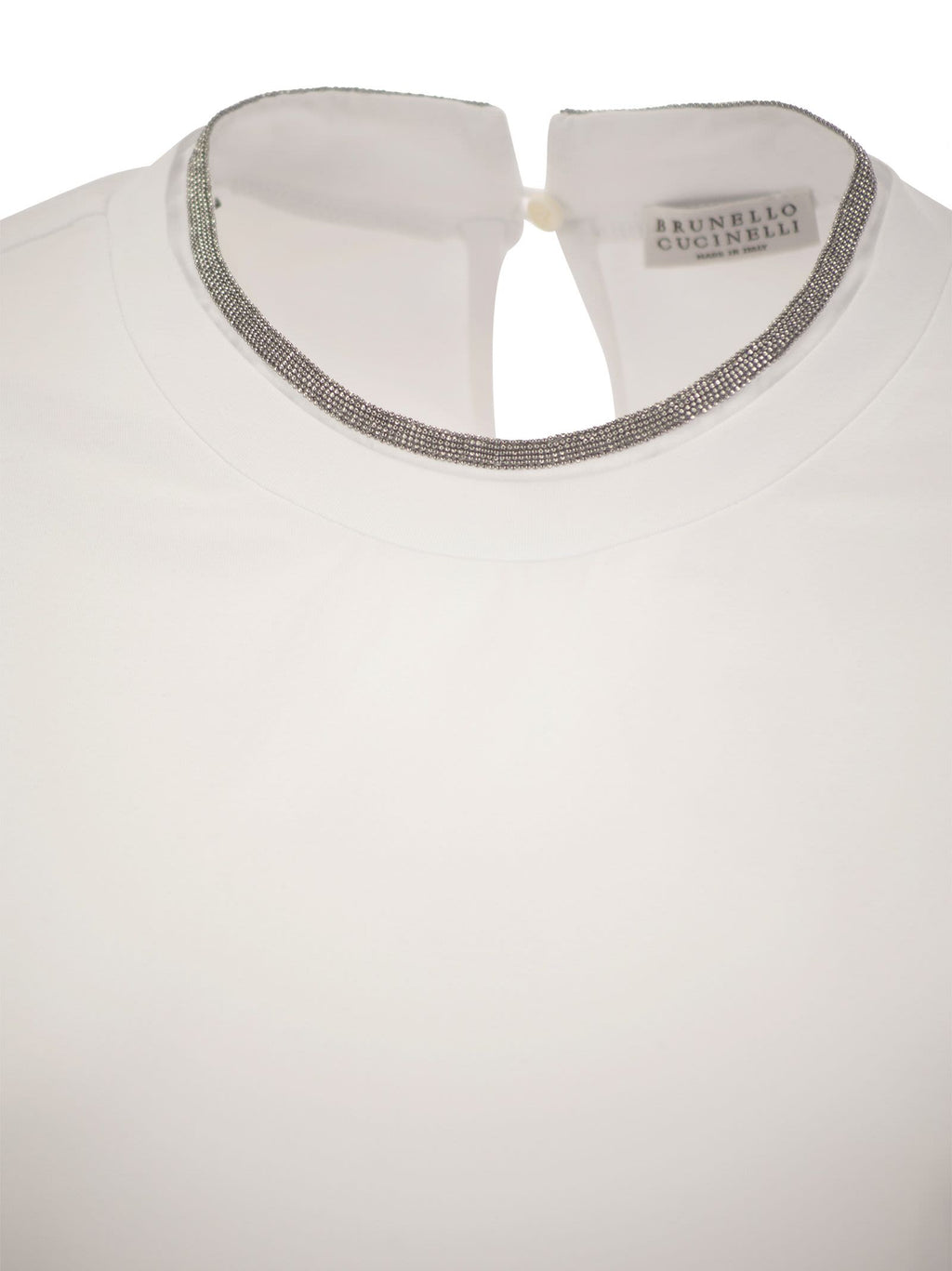 Brunello Cucinelli Women Stretch Cotton Jersey T-Shirt With Precious Faux-Layering