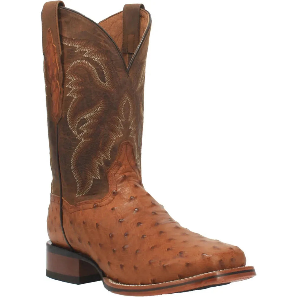 Dan Post Alamosa -Mens Ostrich Skin Leather Cowboy Boots Bay Apache