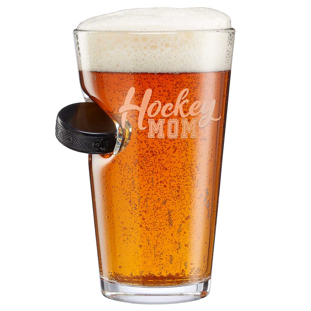 BenShot SlapShot™ Hockey Dad/Mom Glasses Pint Glass (16oz) Hockey Mom
