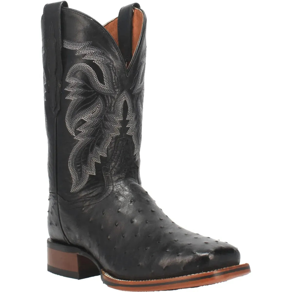Dan Post Alamosa -Mens Ostrich Skin Leather Cowboy Boots Black