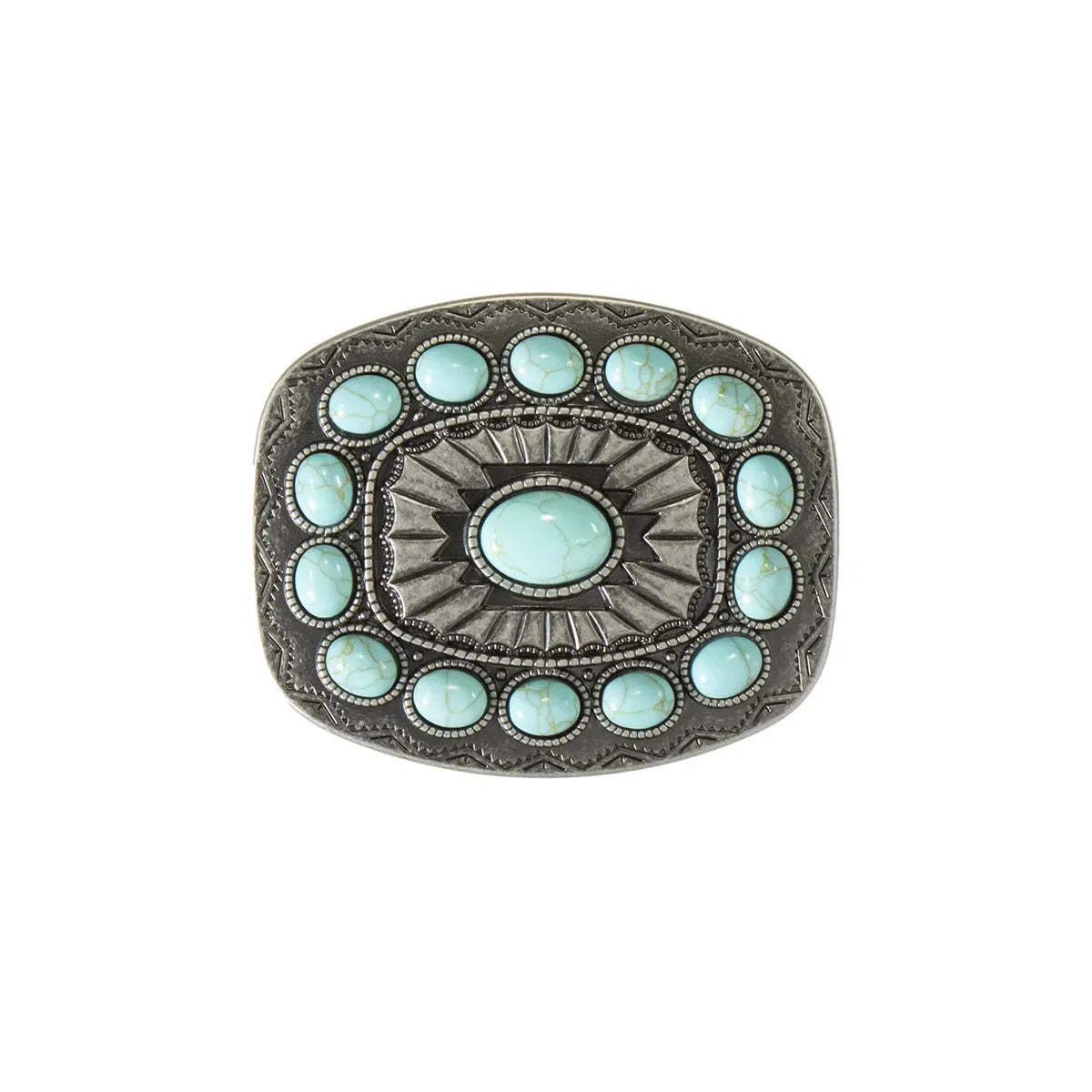 Nocona Southwest Turquoise Stone - Belt Buckle Silver