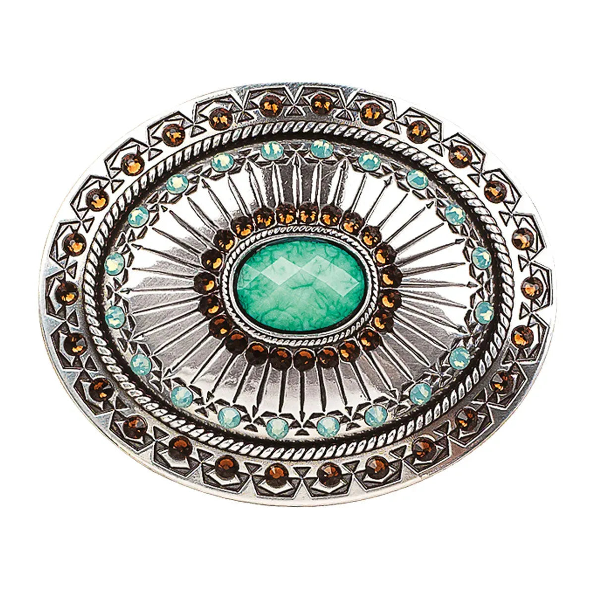 Nocona Tribal Stamp with Turquoise Stone- Belt Buckle