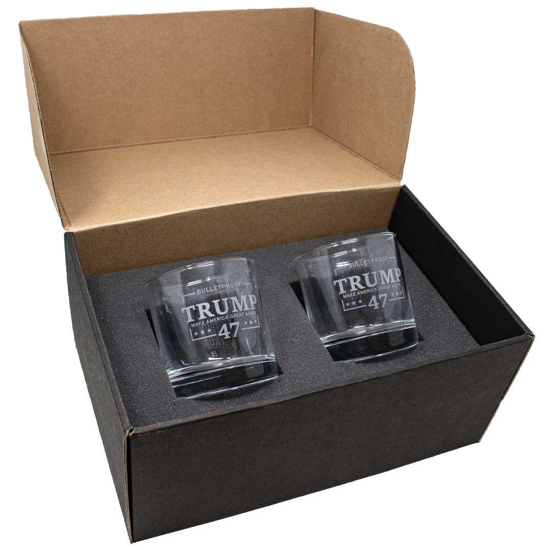 Bulletproof Trump 47 Whiskey Glass No Bullet Yes