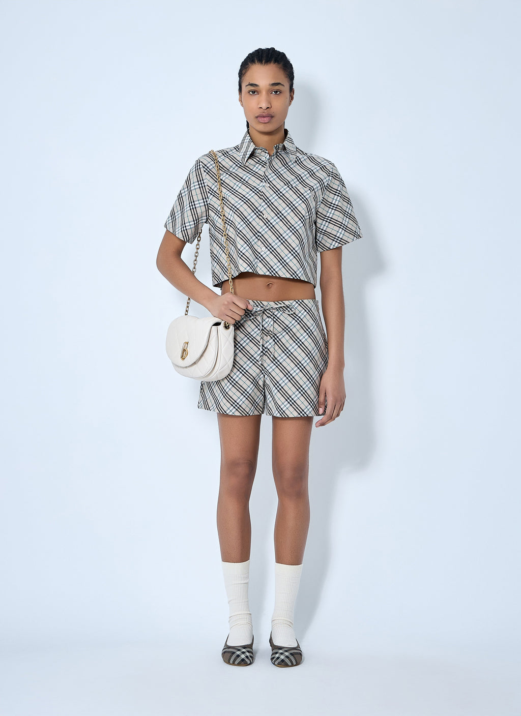 Burberry Women Crop Check Shirt