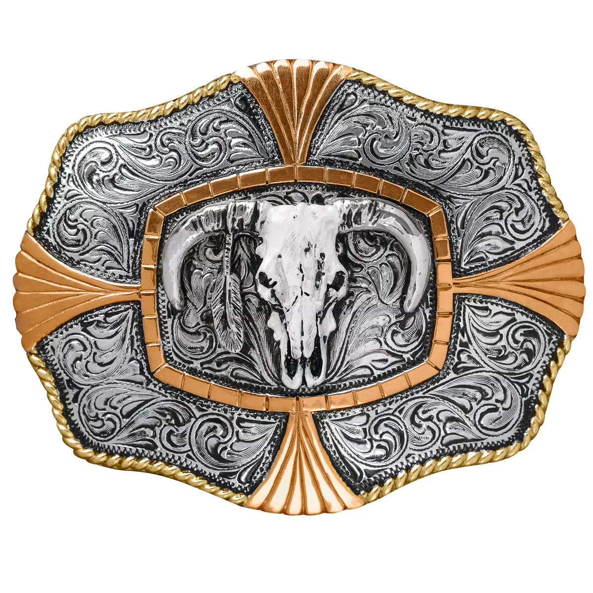Crumine Steer Skull - Belt Buckle Silver