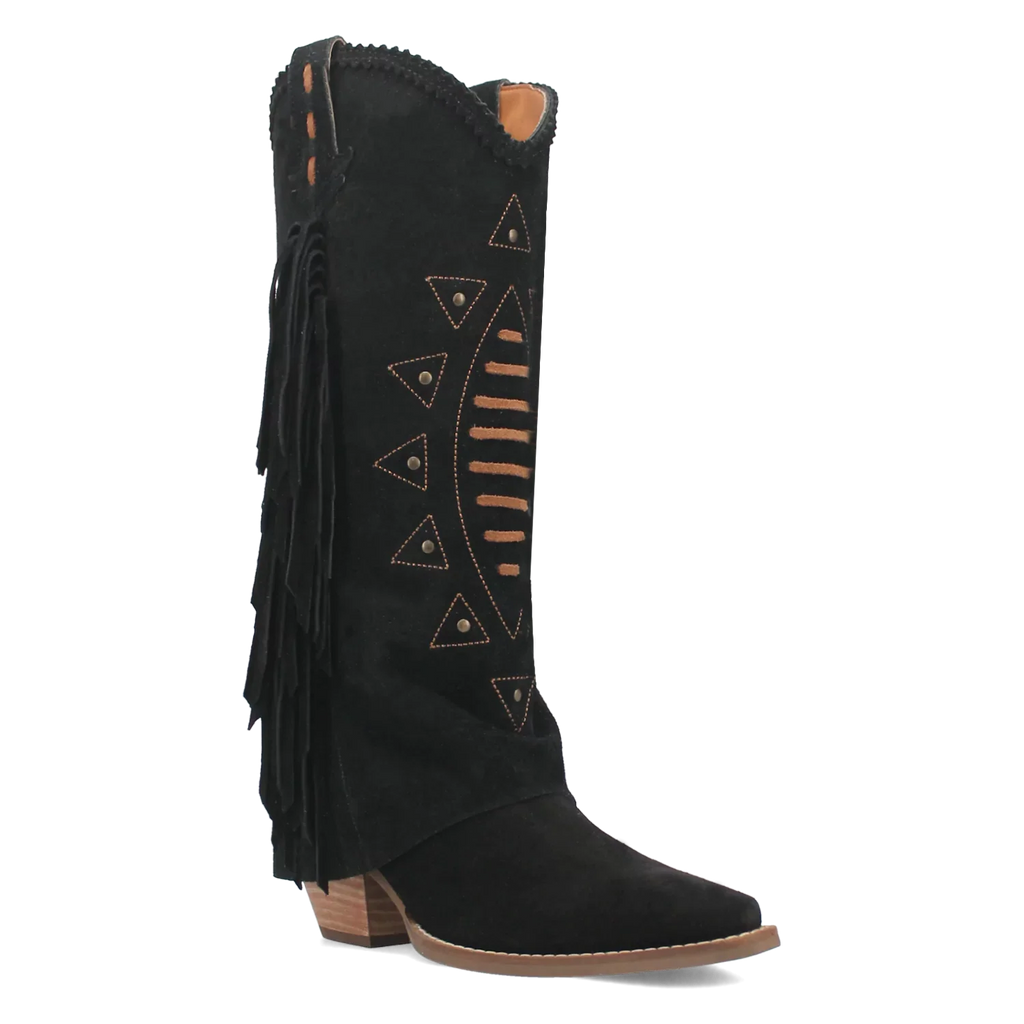 Dingo Spirit Trail - Women's Suede Leather Cowgirl Boots Black Regular