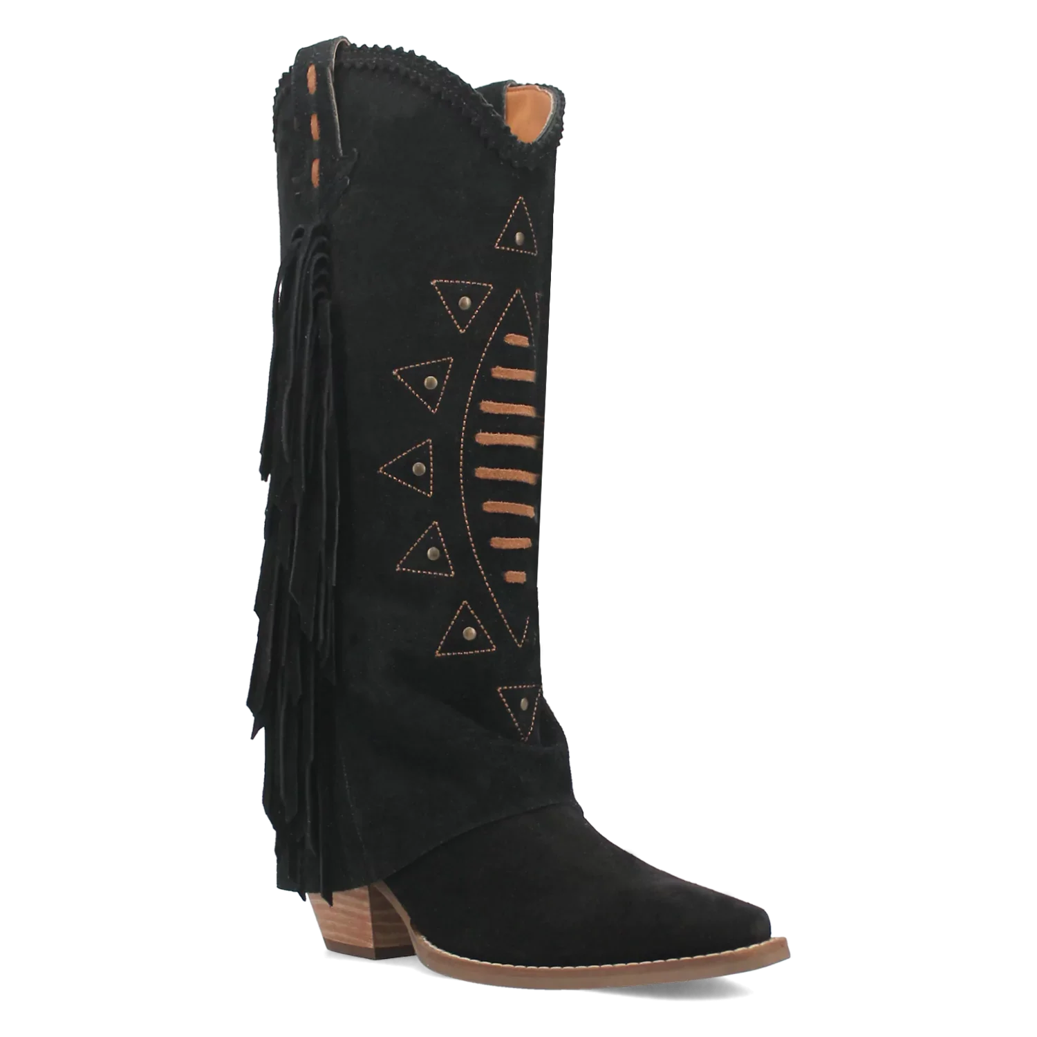 Dingo Spirit Trail - Women's Suede Leather Cowgirl Boots Black Regular