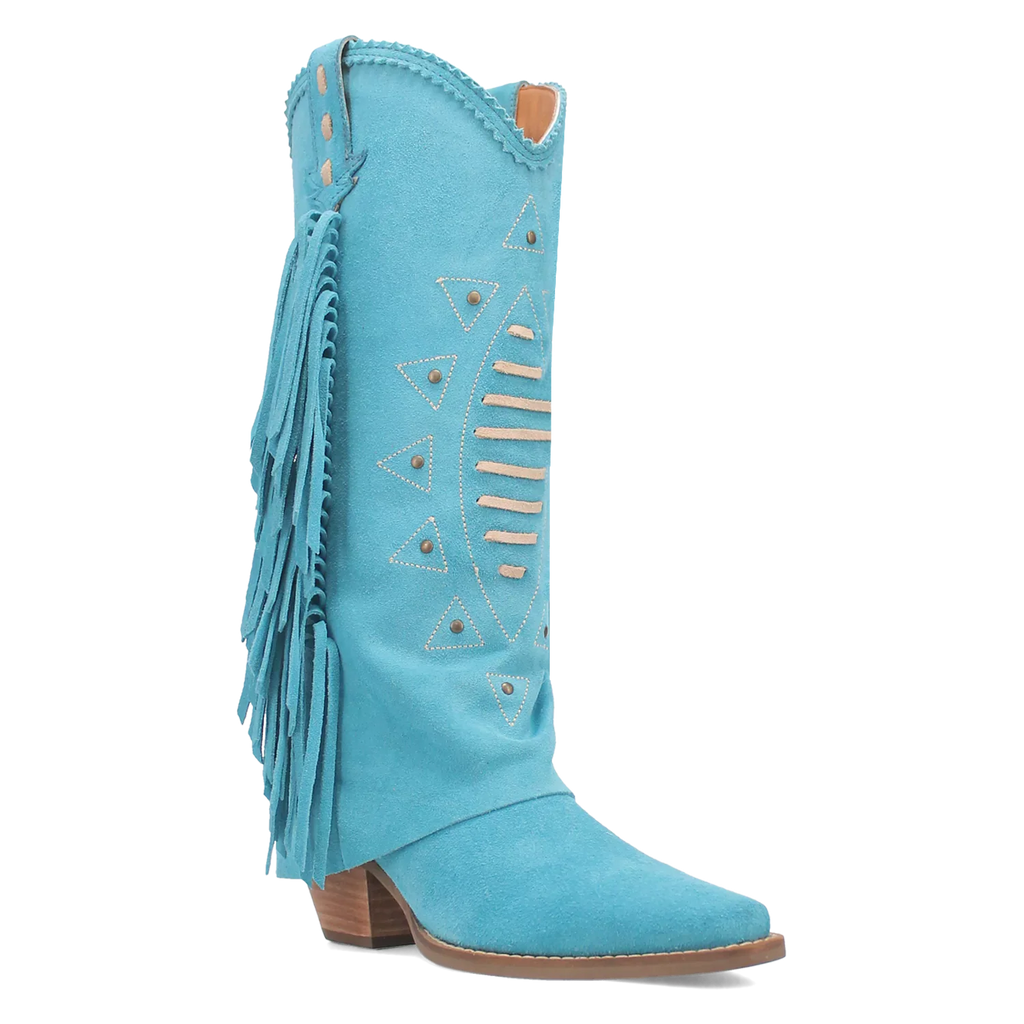 Dingo Spirit Trail - Women's Suede Leather Cowgirl Boots Blue Regular