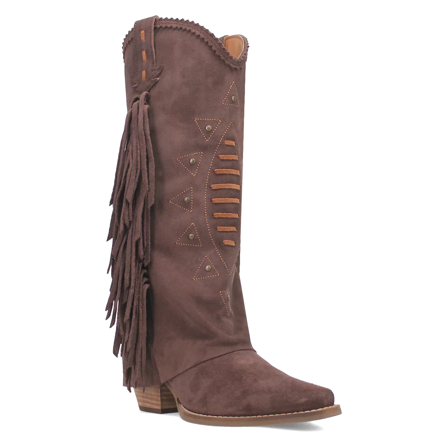 Dingo Spirit Trail - Women's Suede Leather Cowgirl Boots Brown Regular