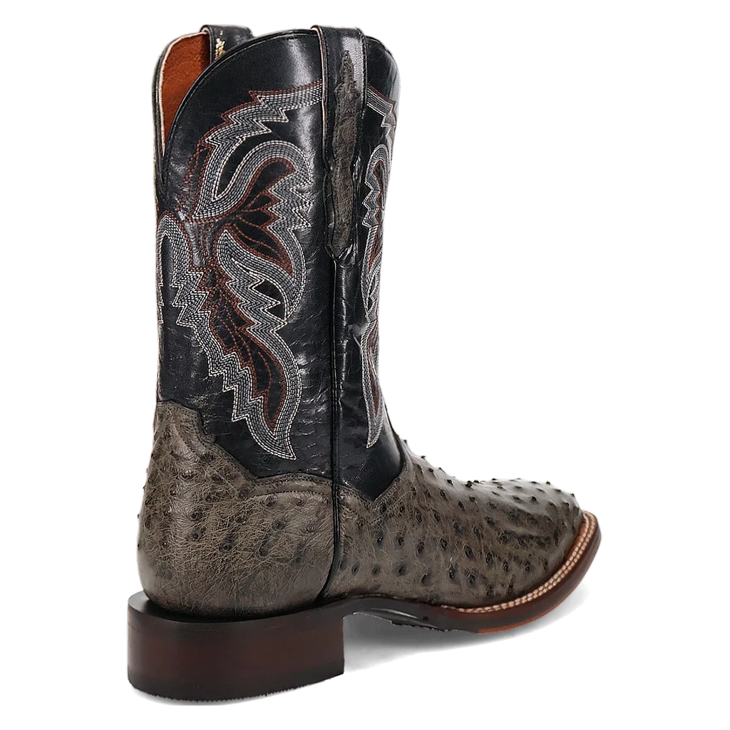 Dan Post Alamosa (Grey/Black) - Men's Ostrich Skin Leather Cowboy Boots