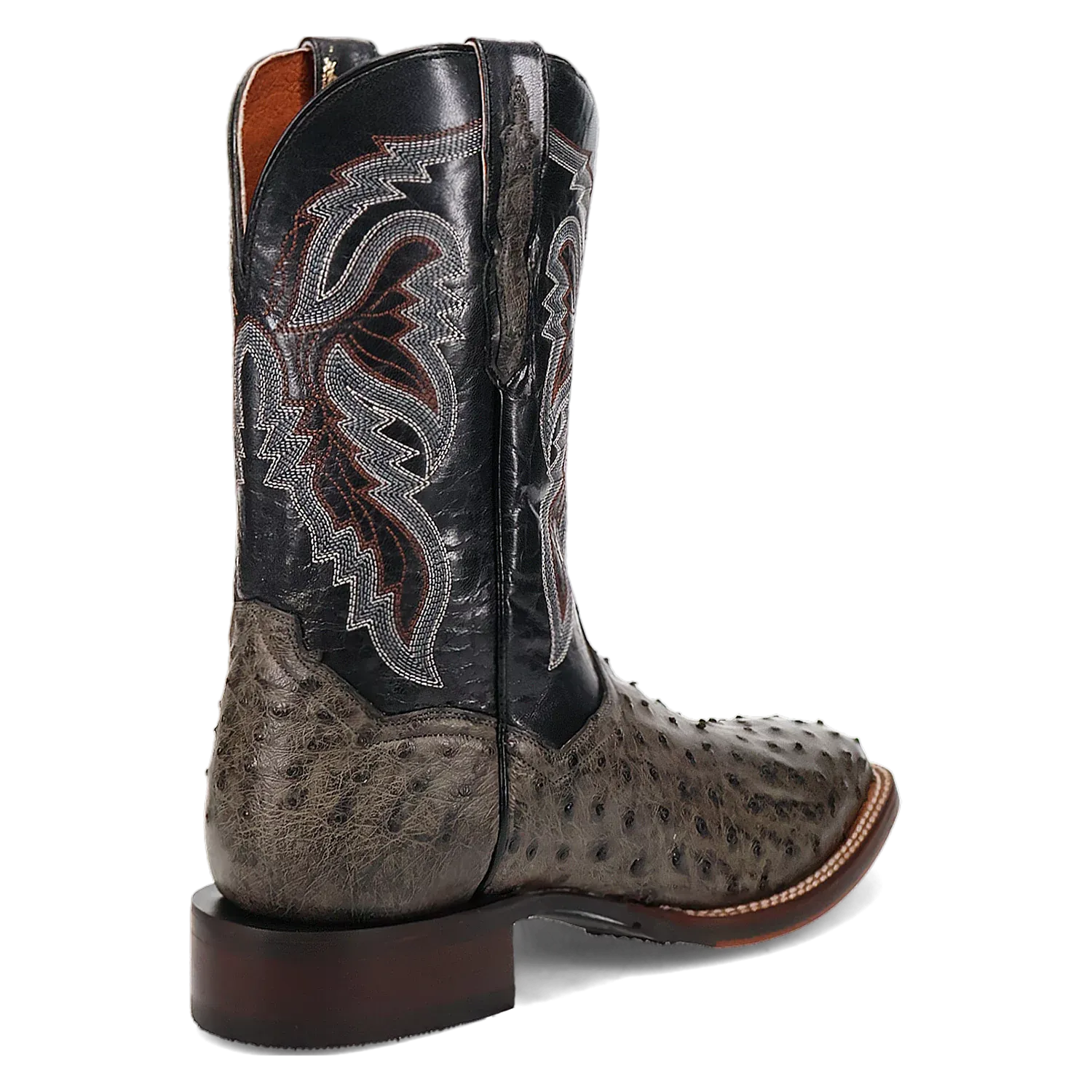 Dan Post Alamosa (Grey/Black) - Men's Ostrich Skin Leather Cowboy Boots