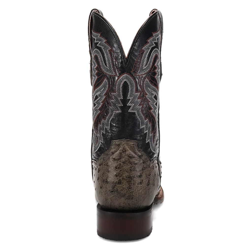 Dan Post Alamosa (Grey/Black) - Men's Ostrich Skin Leather Cowboy Boots