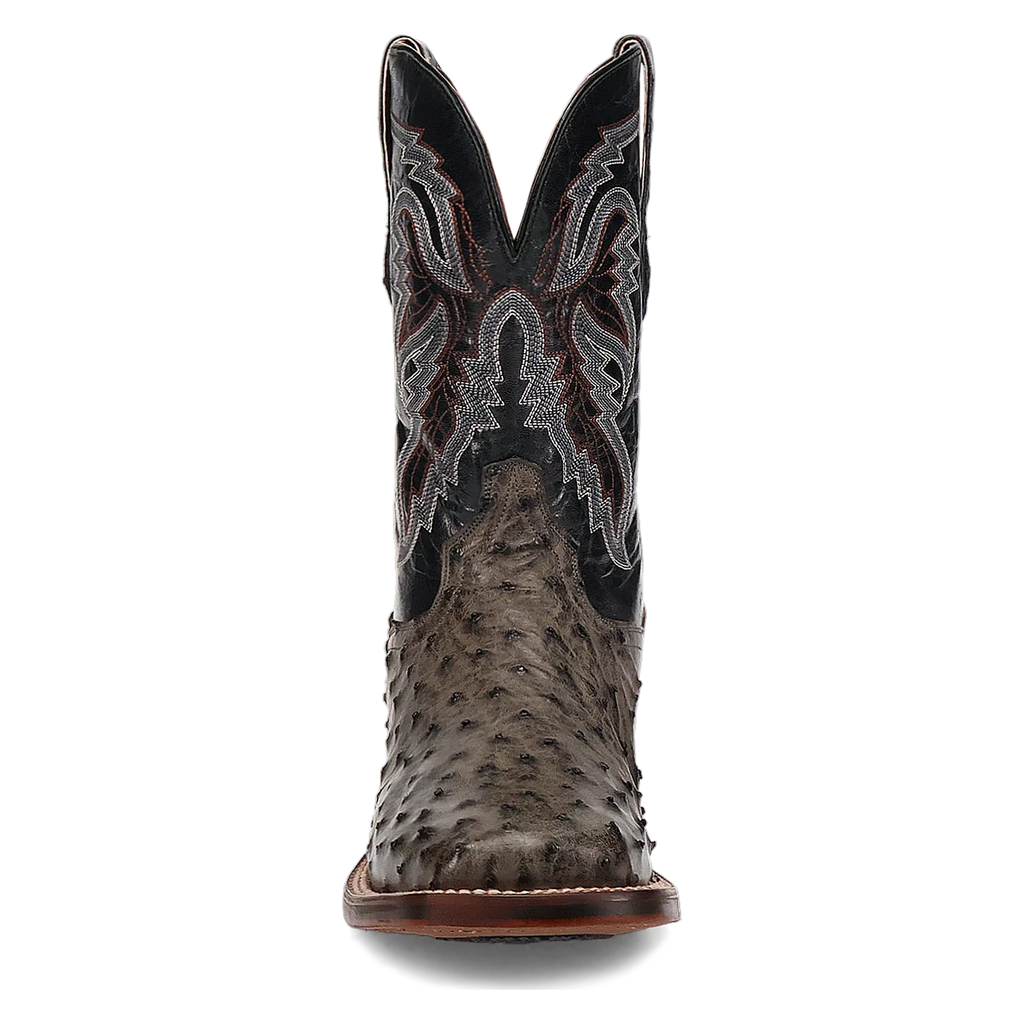 Dan Post Alamosa (Grey/Black) - Men's Ostrich Skin Leather Cowboy Boots