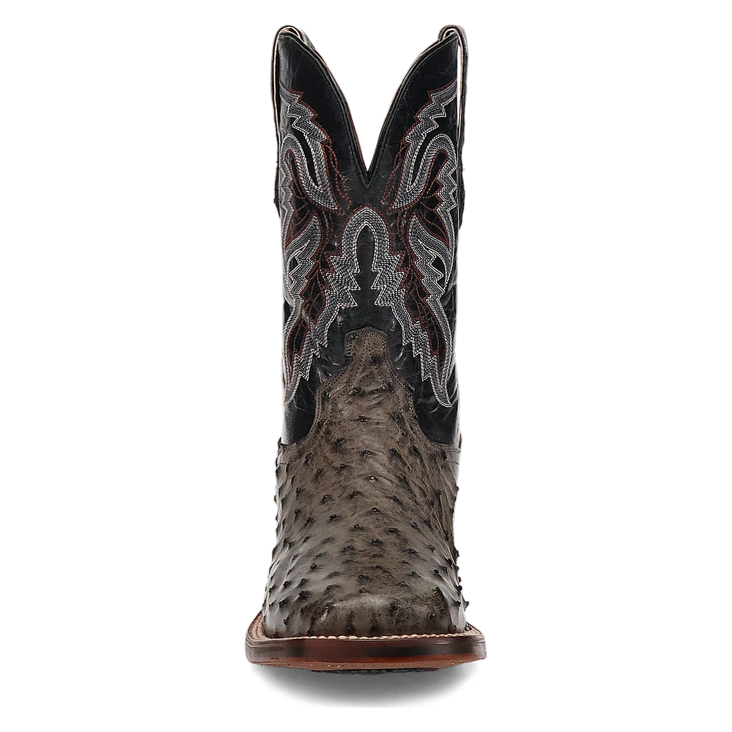 Dan Post Alamosa (Grey/Black) - Men's Ostrich Skin Leather Cowboy Boots