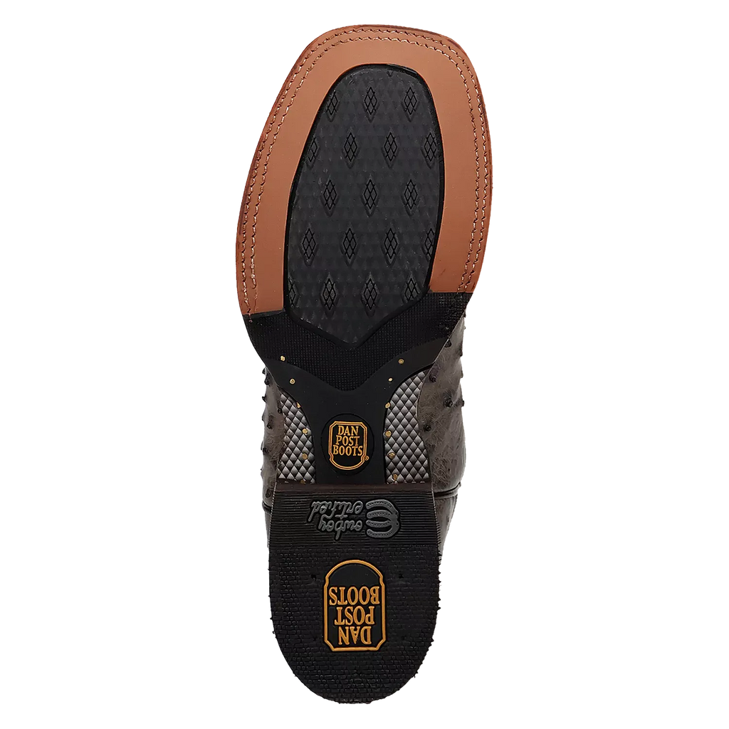 Dan Post Alamosa (Grey/Black) - Men's Ostrich Skin Leather Cowboy Boots