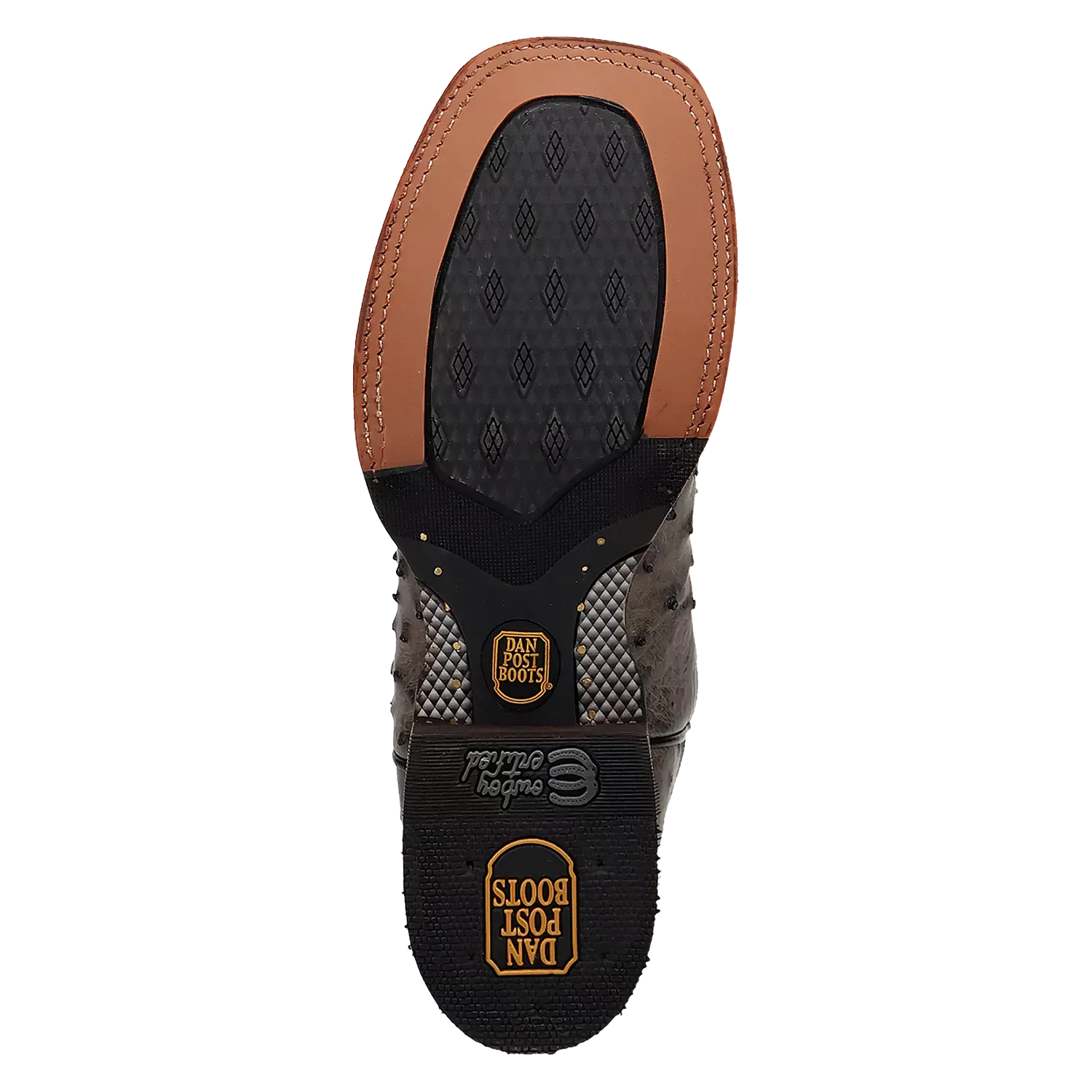 Dan Post Alamosa (Grey/Black) - Men's Ostrich Skin Leather Cowboy Boots