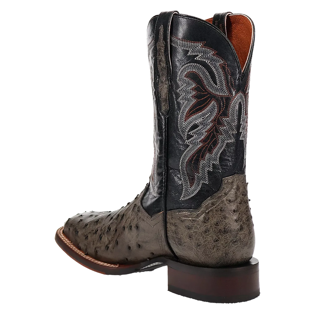 Dan Post Alamosa (Grey/Black) - Men's Ostrich Skin Leather Cowboy Boots