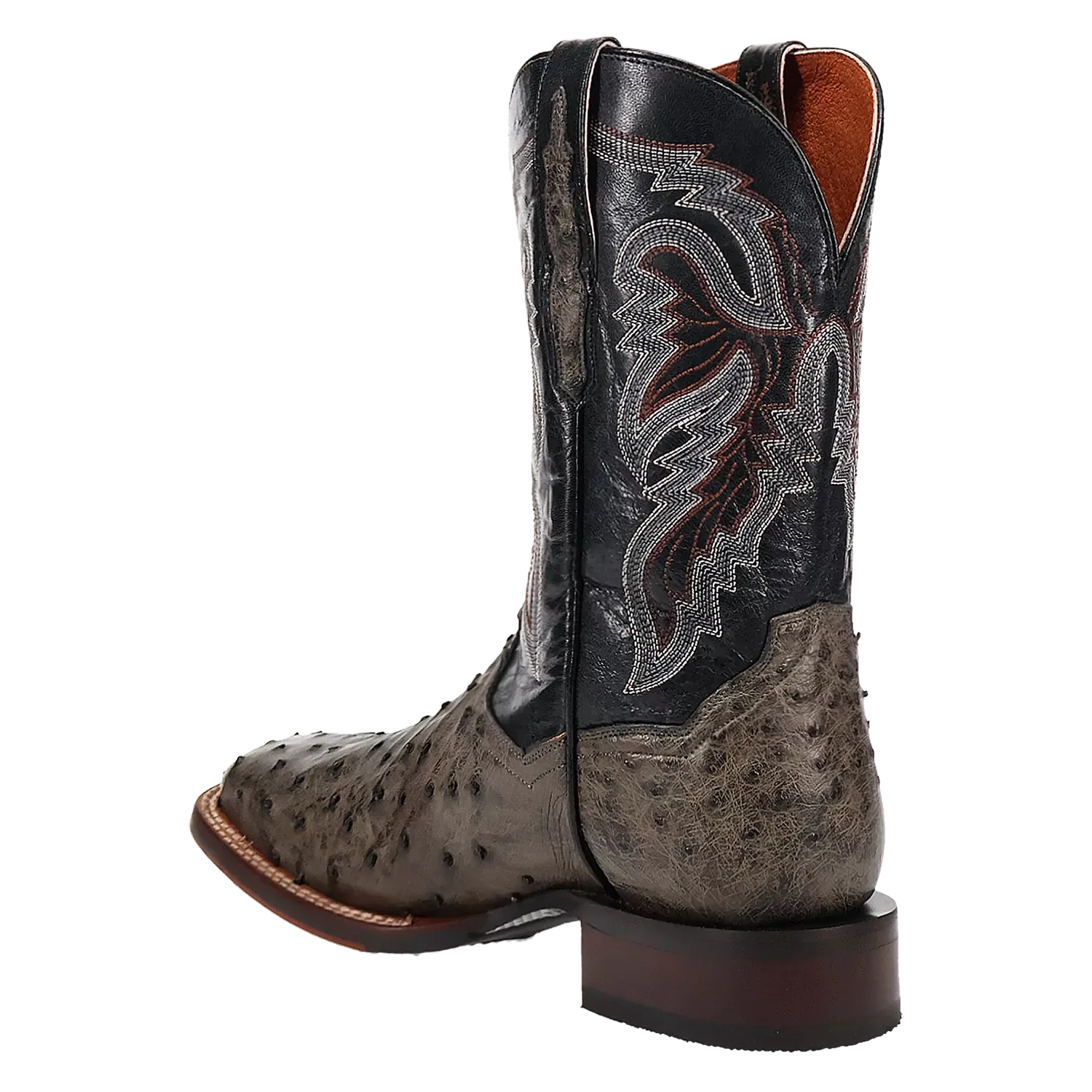 Dan Post Alamosa (Grey/Black) - Men's Ostrich Skin Leather Cowboy Boots