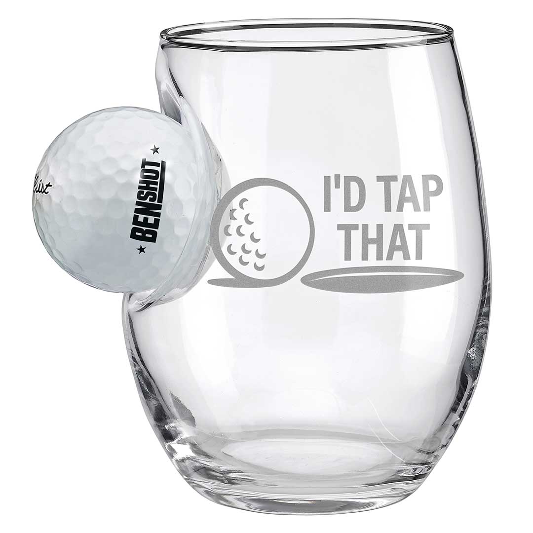 Golf Ball Glasses for Dad 15oz Wine I'd Tap That No