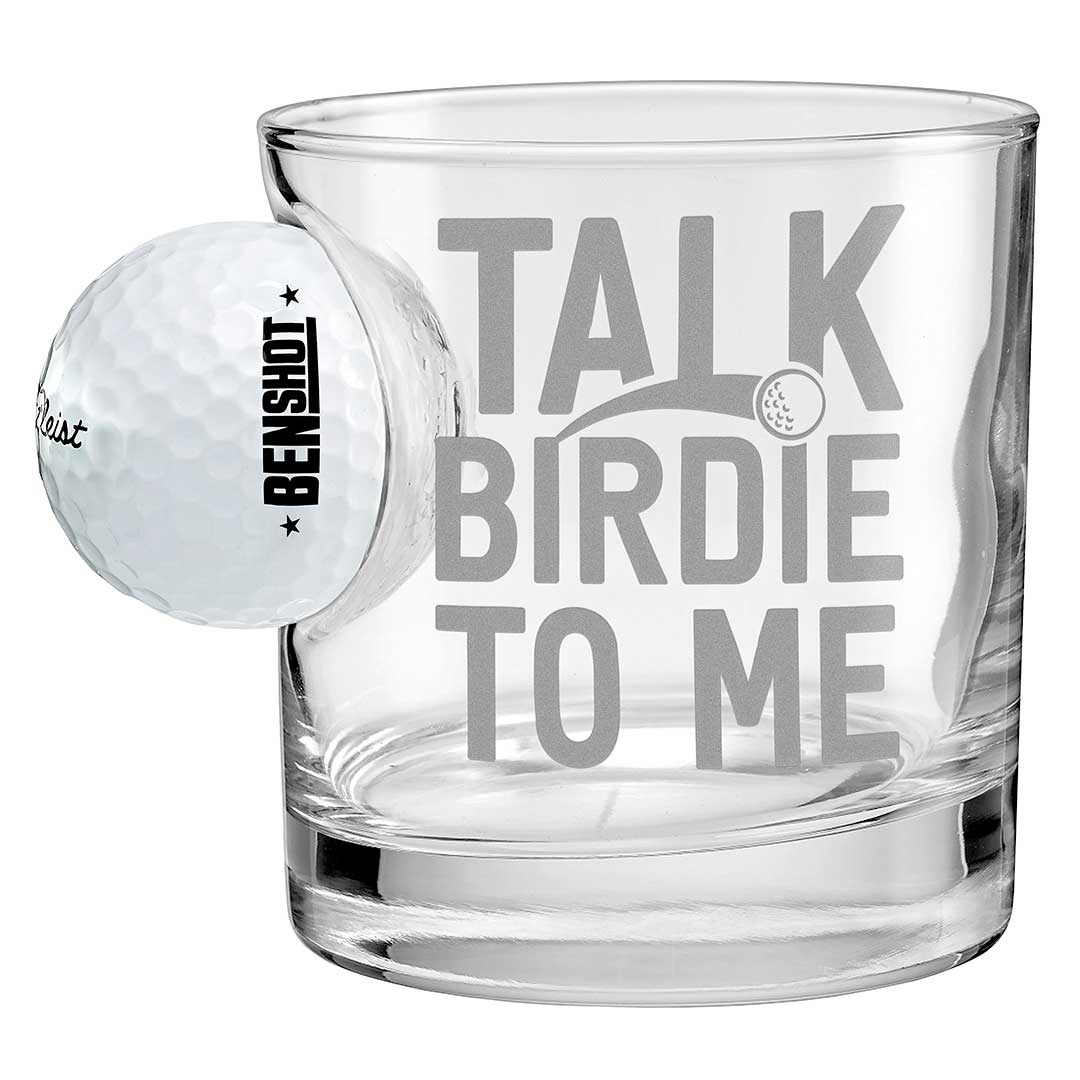 Golf Ball Glasses for Dad 11oz Rocks Talk Birdie to Me No