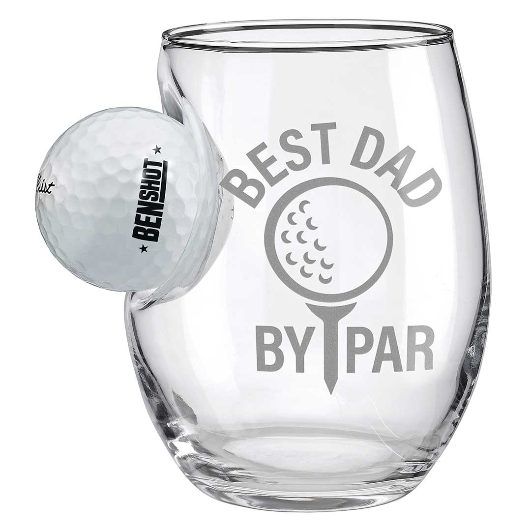 Golf Ball Glasses for Dad 15oz Wine Best Dad By Par No