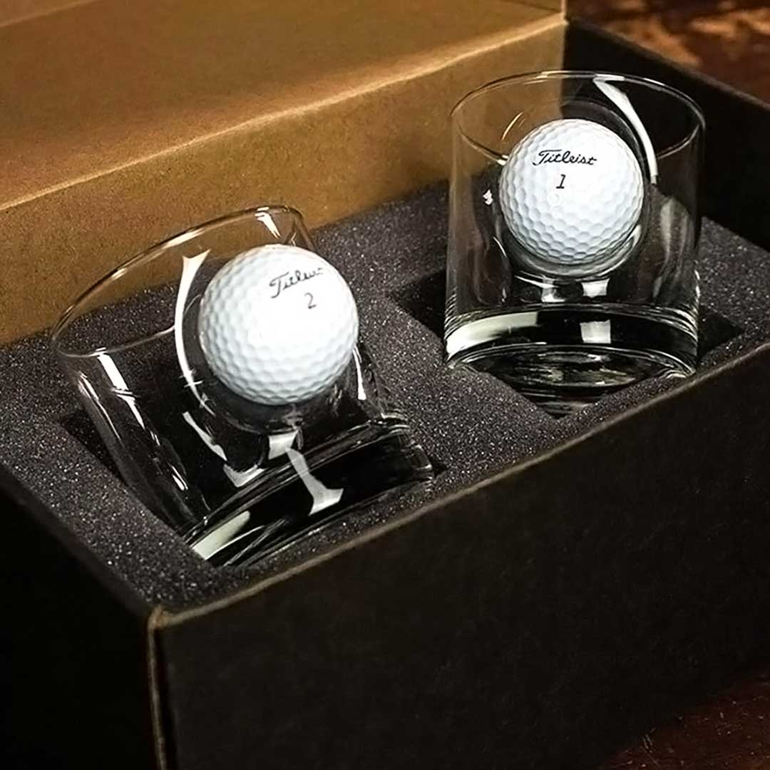 Golf Ball Glasses for Dad 11oz Rocks Yes