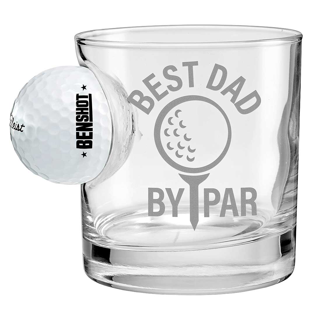 Golf Ball Glasses for Dad 11oz Rocks Best Dad By Par No