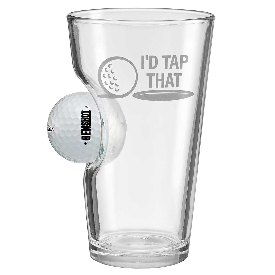 Golf Ball Glasses for Dad 16oz Pint I'd Tap That No