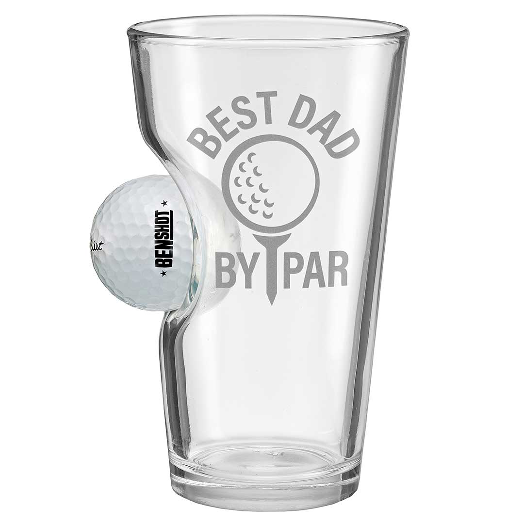 Golf Ball Glasses for Dad 16oz Pint Best Dad By Par No