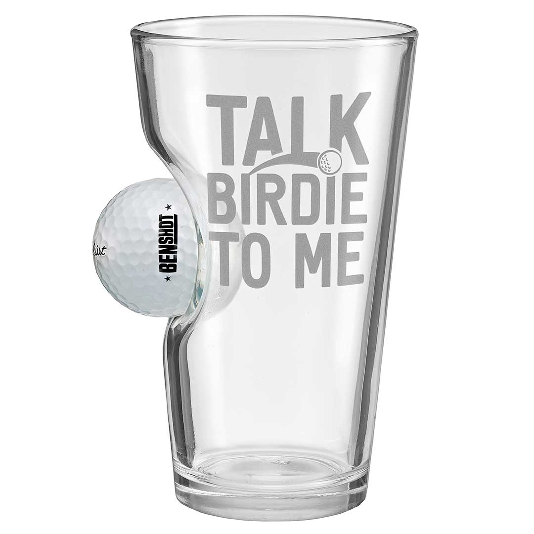 Golf Ball Glasses for Dad 16oz Pint Talk Birdie to Me No