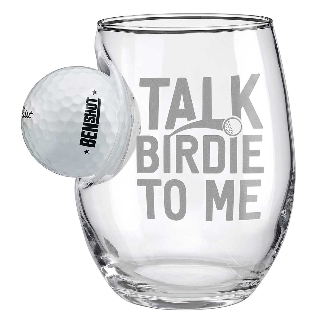Golf Ball Glasses for Dad 15oz Wine Talk Birdie to Me No