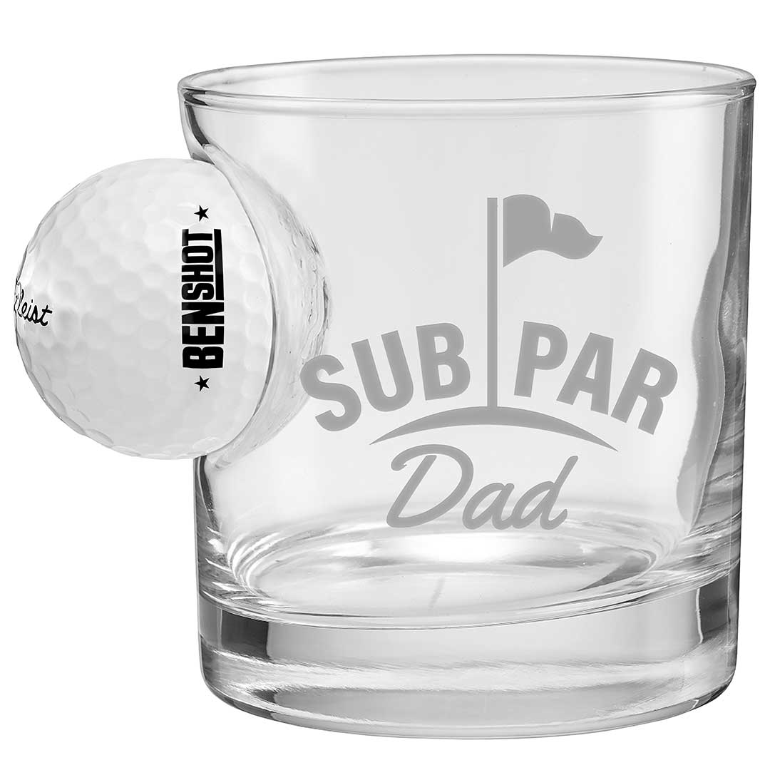 Golf Ball Glasses for Dad 11oz Rocks Subpar Dad No