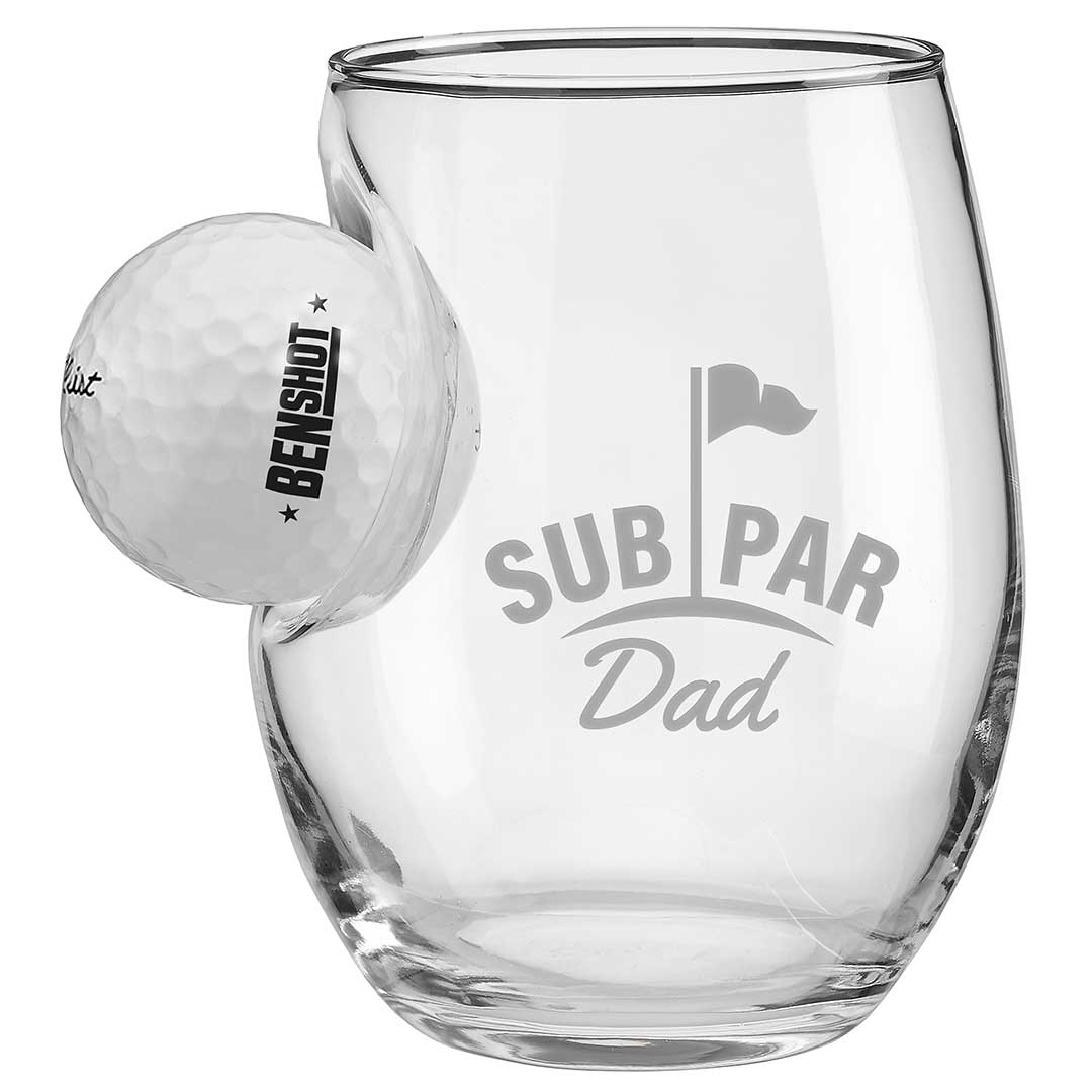Golf Ball Glasses for Dad 15oz Wine Subpar Dad No