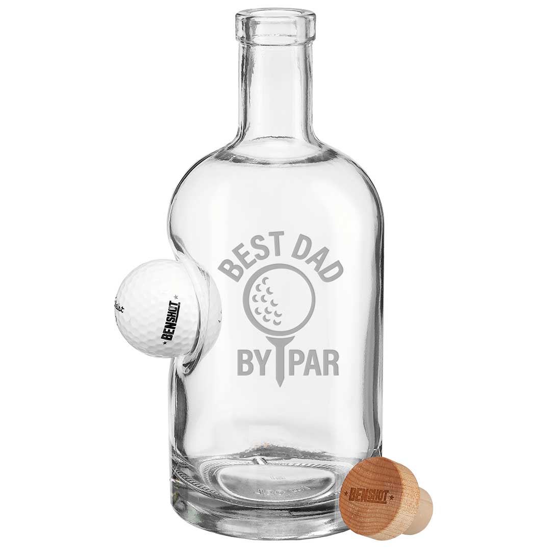 Golf Ball Glasses for Dad 750mL Decanter Best Dad By Par No