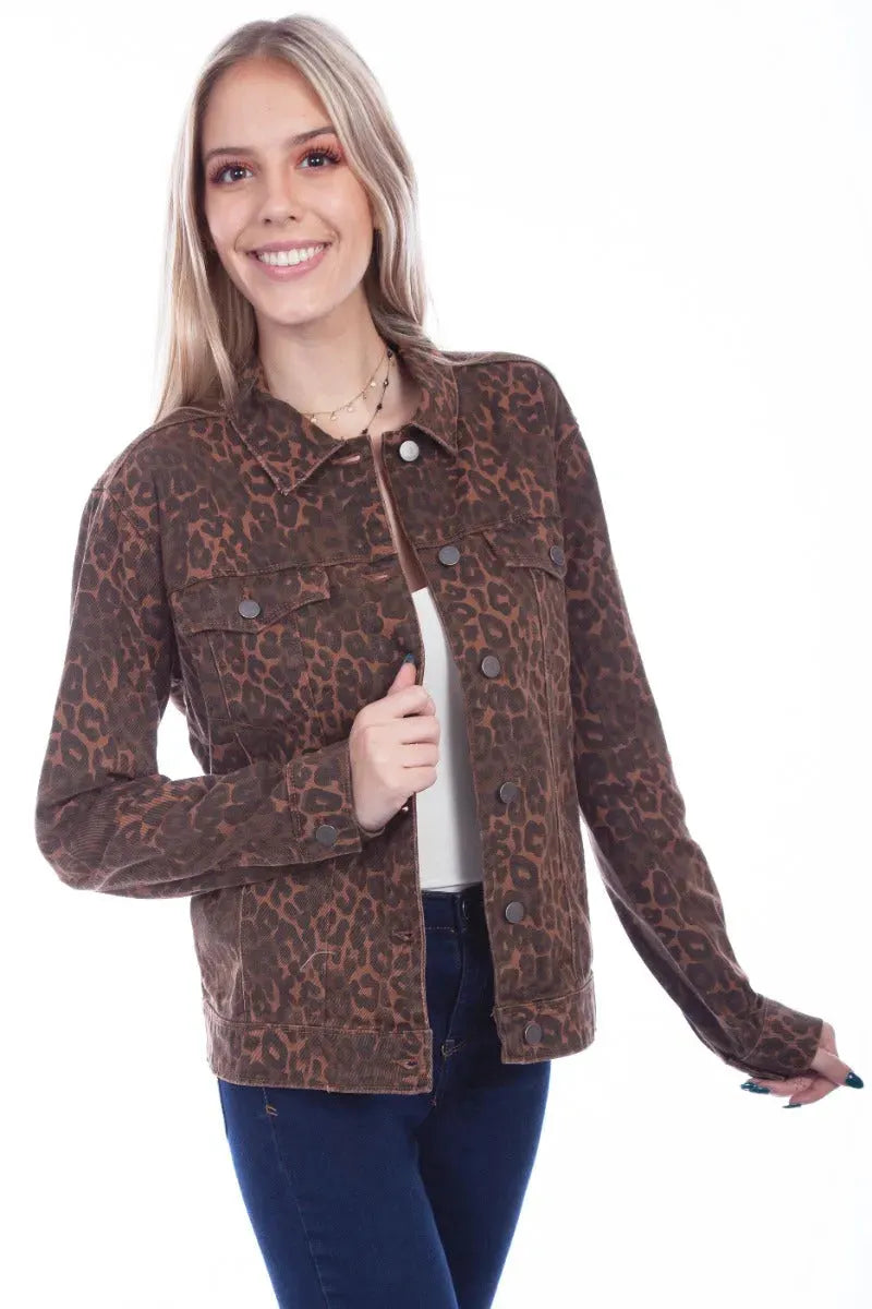 Honey Creek Leopard Denim - Womens Jacket Brown