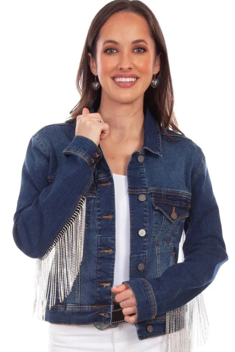 Honey Creek Denim with Rhinestone Fringe - Womens Jacket Denim