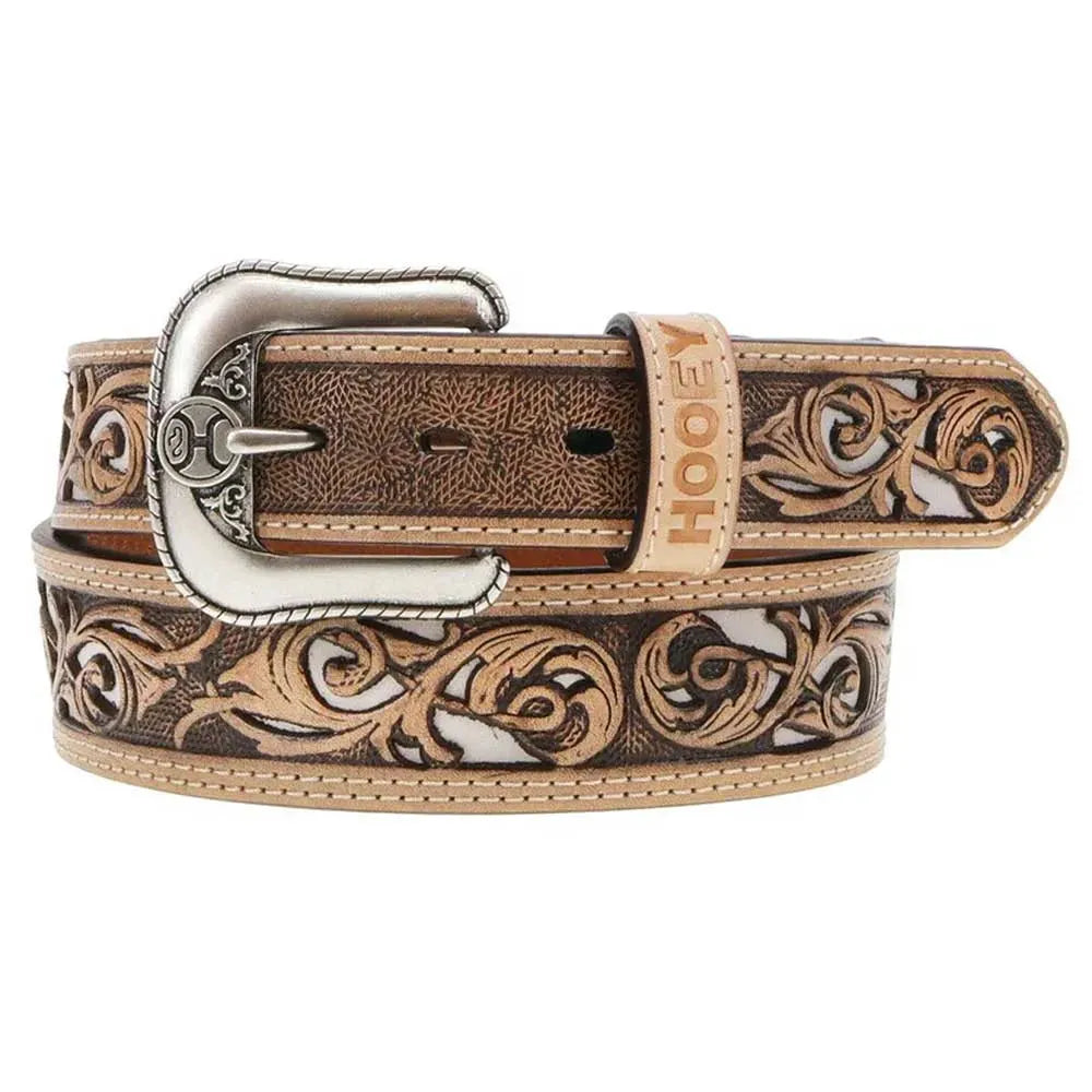 HOOey "Top Notch" Hand Tooled (Natural/Ivory) - Men's Leather Belt Natural