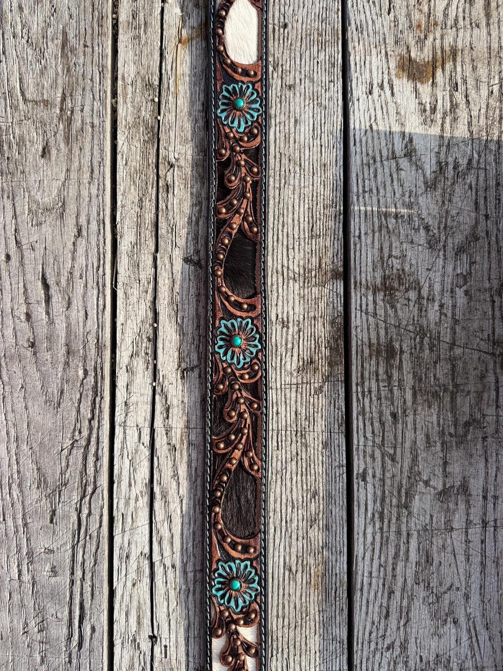 Genuine Leather Western Belt with cutout floral details by Double B Wild Rags