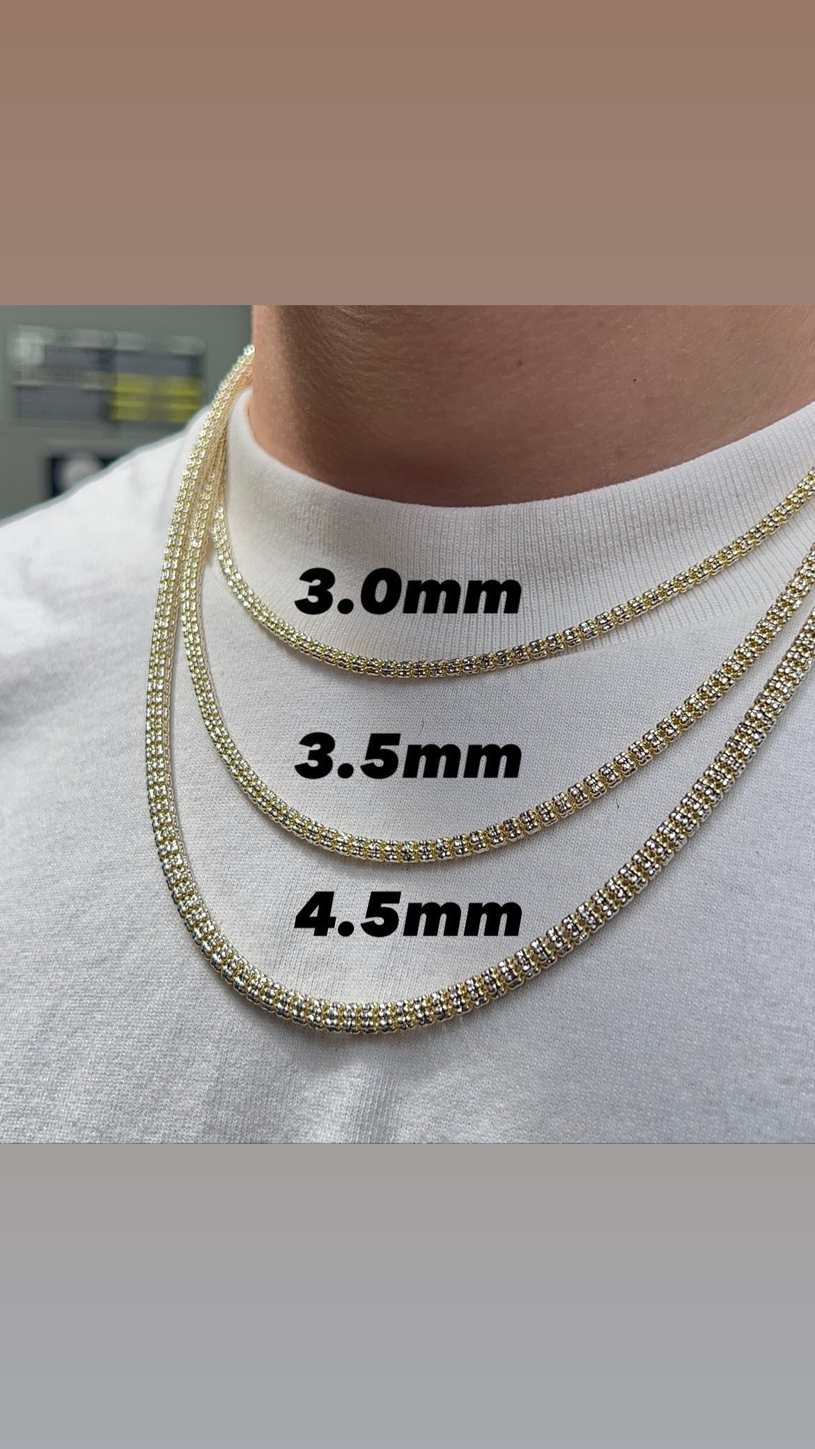 10K Gold- Ice Chain (Yellow Gold) 3 MM 20 INCHES