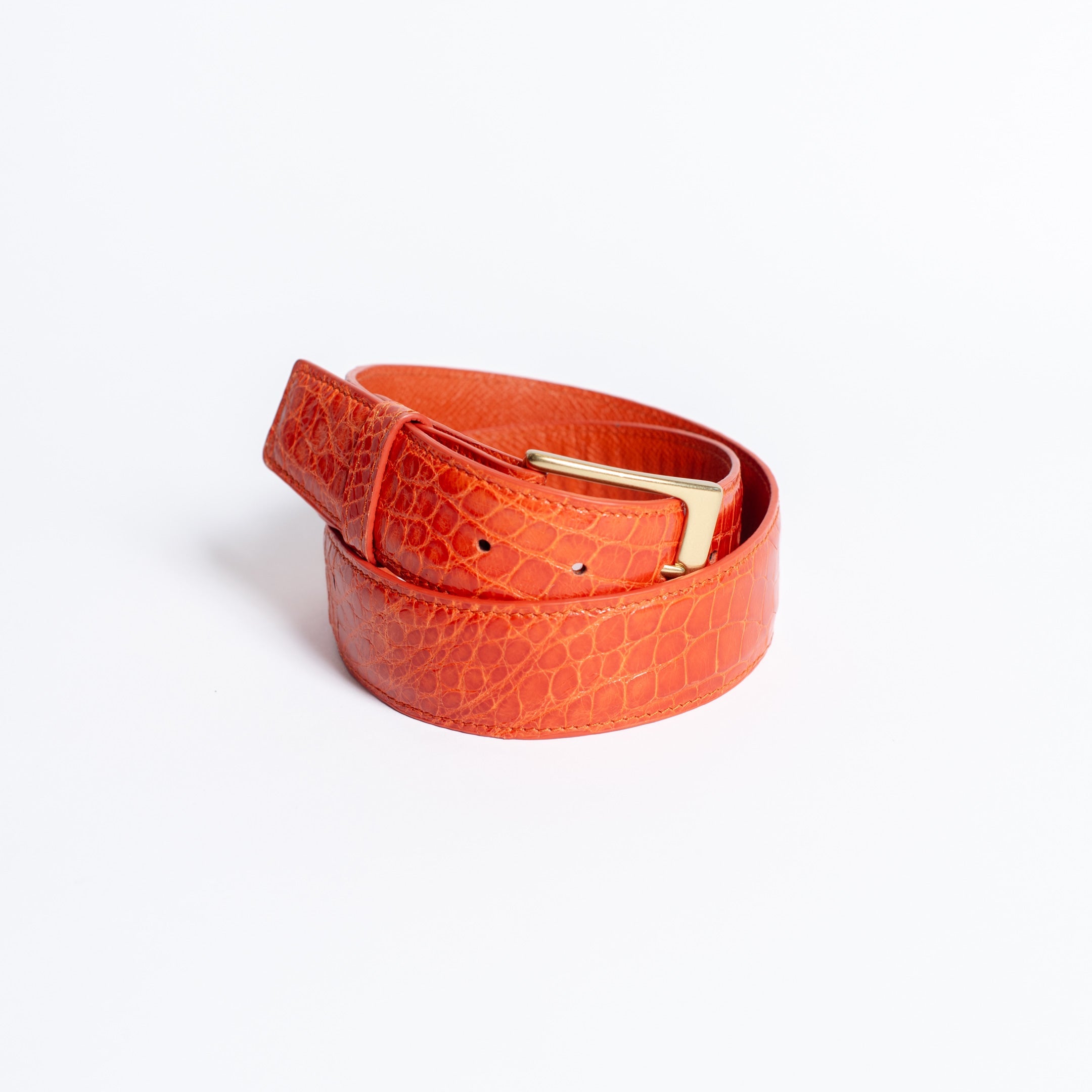 Full Skin Belt, Orange Glazed Alligator